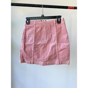 NEWBURY KUSTOM Women's Pink Paneled Corduroy Back Zip Mini Skirt size Medium